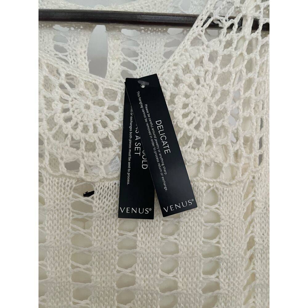 Venus women’s crochet dress Sz. S lined white beach NWT